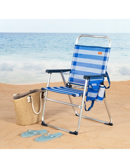 Pack 2 sillas playa plegables 48x50x88 cm rayas marineras