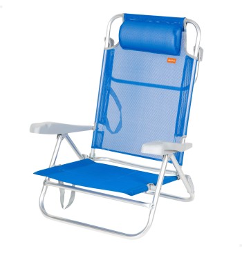 Silla playa baja multiposición 47x49x82 cm azul 2