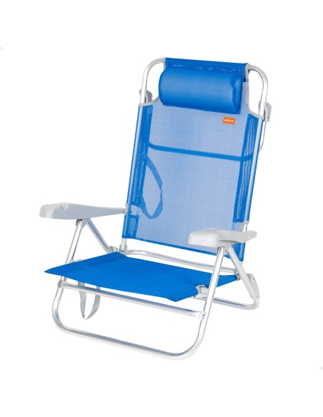 Silla playa baja multiposición 47x49x82 cm azul