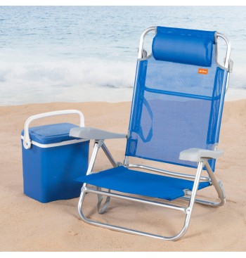 Silla playa baja multiposición 47x49x82 cm azul 2