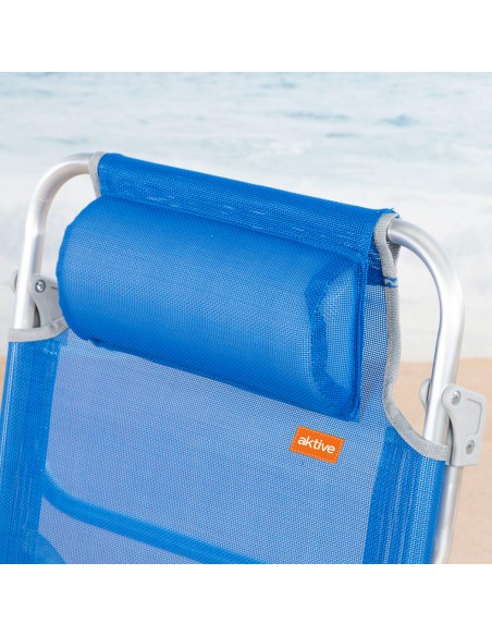 Silla playa baja multiposición 47x49x82 cm azul