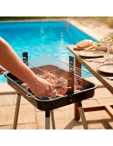 Barbacoa portátil de carbón con dos niveles de cocción