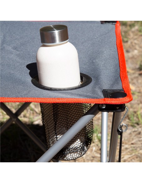 Conjunto mesa y 2 sillas camping acero