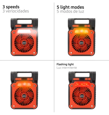 Lámpara camping LED 3 en 1 USB con ventilador 70 lúmenes 2