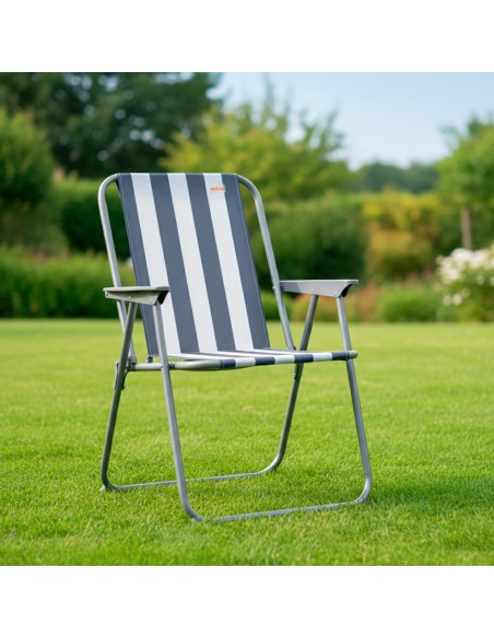 Silla playa alta fija plegable 45x42x75 cm marinera