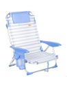 Silla playa baja multiposición 51x45x76 cm marinera con bolsillos