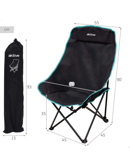 Silla plegable camping 55x45x90 cm con bolsa transporte