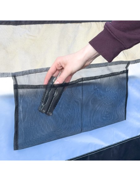 Tienda de campaña gris y azul 4 personas 250x350x200 cm