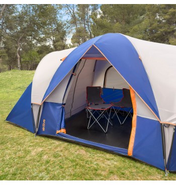 Tienda de campaña gris y azul 6 personas 455x220x190 cm 2