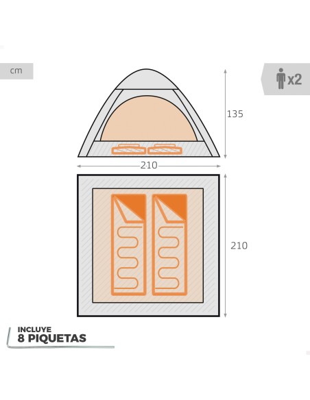 Tienda de campaña estructura hinchable gris 210x210x135 cm