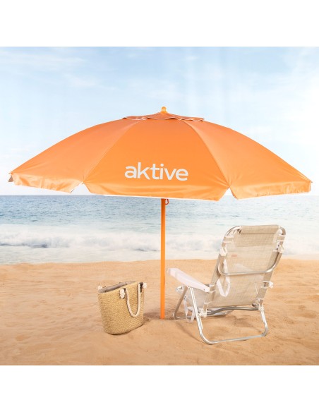 Sombrilla de playa inclinable naranja con protección UV50 D220 cm