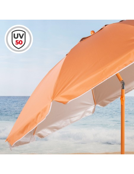 Sombrilla de playa inclinable naranja con protección UV50 D220 cm