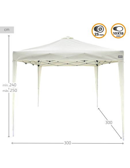 Cenador plegable y ajustable en altura Max - Air 300x300x 240/250  cm blanco