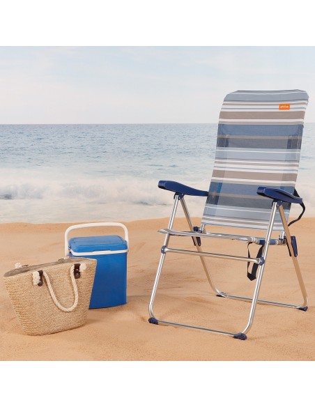 Set 2 sillas playa alta multiposición 47x66x108 cm rayas