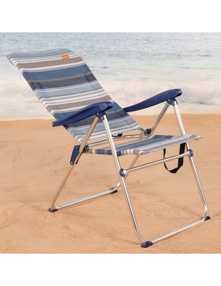 Set 2 sillas playa alta multiposición 47x66x108 cm rayas