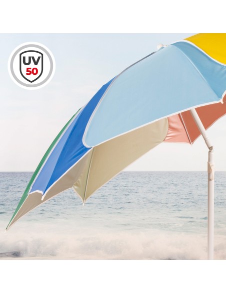 Sombrilla de playa inclinable multicolor D200 con protección UV50