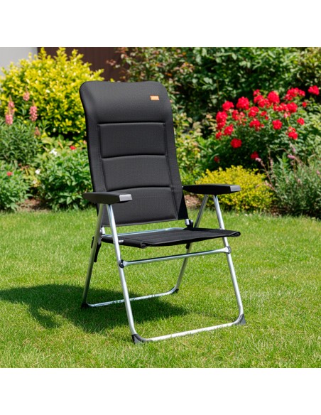 Silla plegable jardín acolchado Deluxe respaldo alto multiposición
