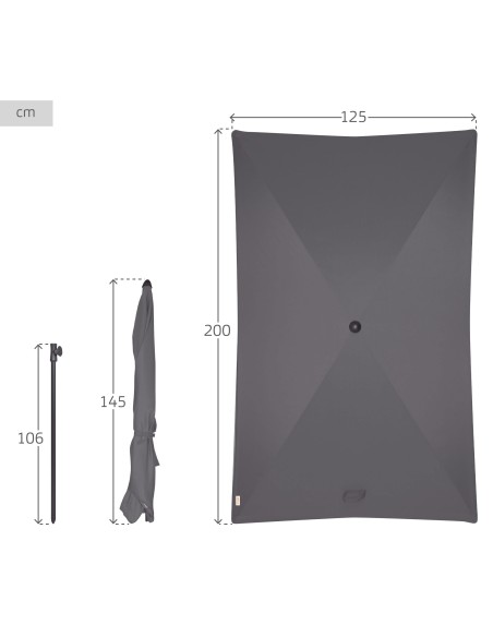 Parasol jardín rectangular inclinable 200x125 cm UV30 antracita