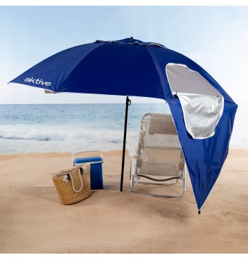 Sombrilla playa antiviento 8 varillas 240 cm azul con... 2