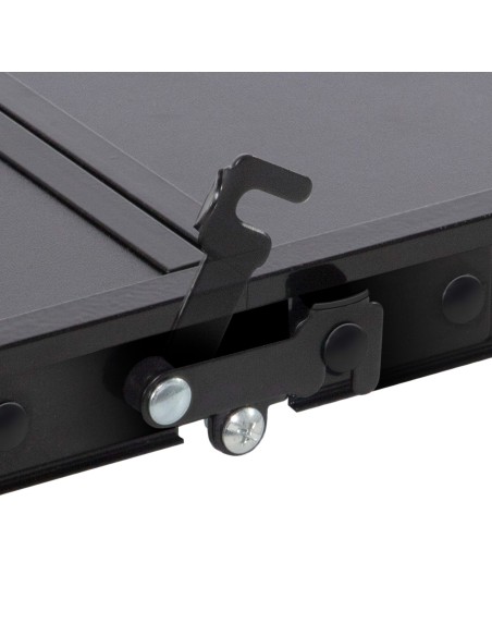 Mesa plegable camping ajustable en altura y antideslizante negra con red