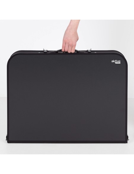 Mesa plegable camping ajustable en altura y antideslizante negra con red