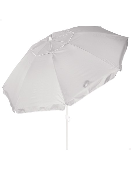 Sombrilla playa 8 varillas 220 cm gris inclinable UV50