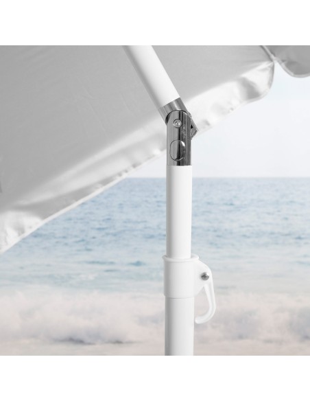 Sombrilla playa 8 varillas 220 cm gris inclinable UV50