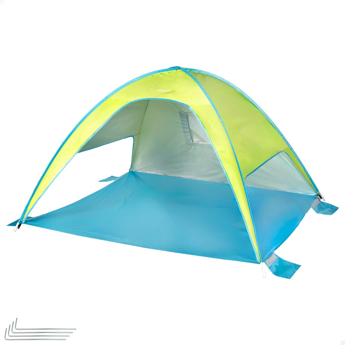Tienda de playa paravientos pop up verde y azul 175x150x105 cm