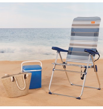 Silla playa alta multiposición 47x62x90 cm rayas 2