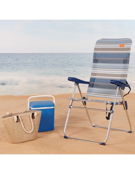 Silla playa alta multiposición 47x62x90 cm rayas