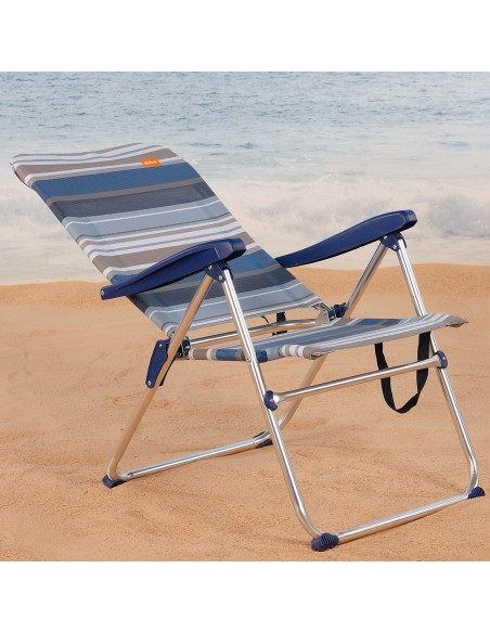 Silla playa alta multiposición 47x62x90 cm rayas
