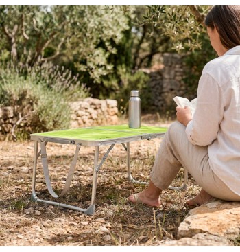 Mesa plegable baja aluminio verde 60x40x25 cm 2