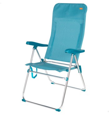 Silla plegable de playa multiposición 47x67x110 cm azul...