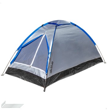 Tienda de campaña gris y azul 2 personas 120x200x100 cm
