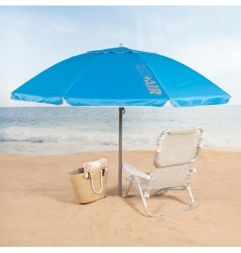 Sombrilla playa 8 varillas 200 cm azul con soporte 2