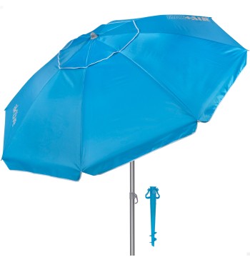Sombrilla playa 8 varillas 220 cm azul con soporte