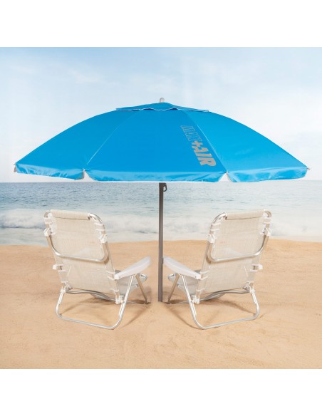 Sombrilla playa 8 varillas 220 cm azul con soporte