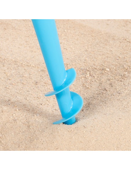 Sombrilla playa 8 varillas 220 cm azul con soporte