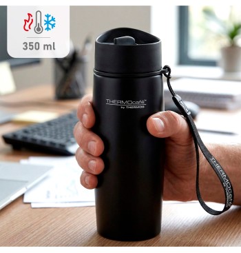 Termo acero inoxidable Thermos 350 ml negro con correa de... 2