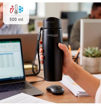 Termo acero inoxidable Thermos 500 ml negro con correa de... 2