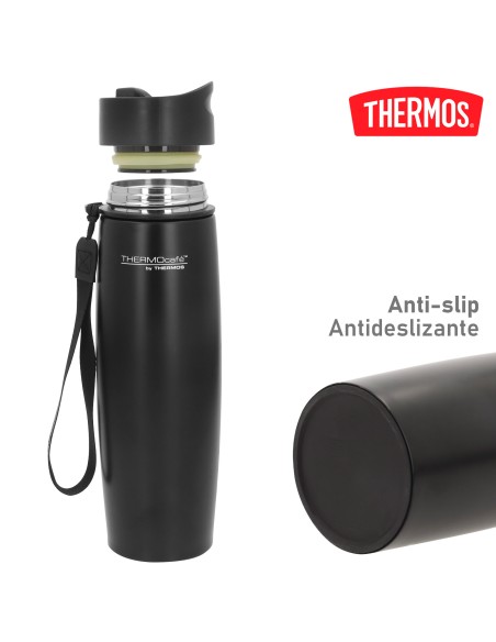 Termo acero inoxidable Thermos 500 ml negro con correa de transporte