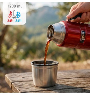 Botella térmica Thermos acero inoxidable 1,2L rojo con asa 2
