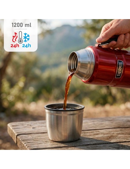 Botella térmica Thermos acero inoxidable 1,2L rojo con asa