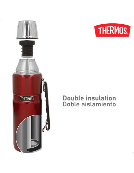 Botella térmica Thermos acero inoxidable 1,2L rojo con asa