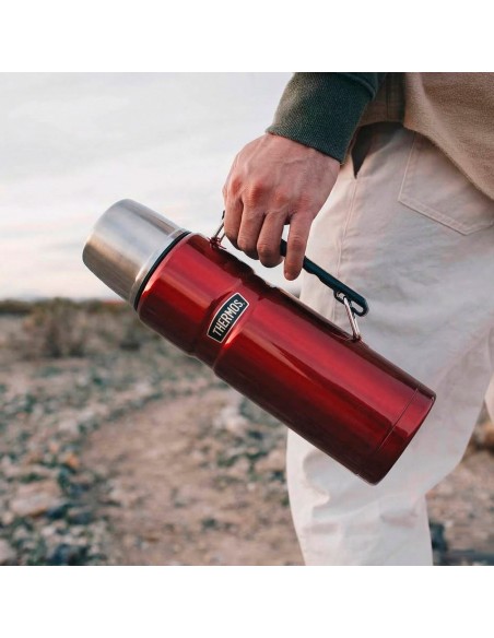 Botella térmica Thermos acero inoxidable 1,2L rojo con asa