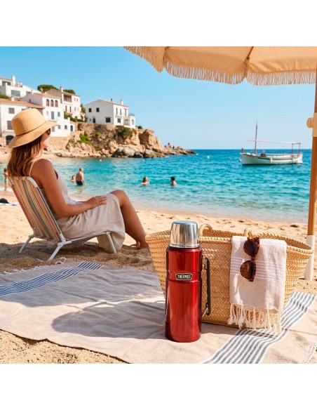 Botella térmica Thermos acero inoxidable 1,2L rojo con asa