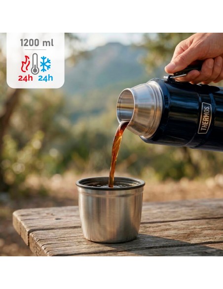Botella térmica Thermos acero inoxidable 1,2L azul con asa