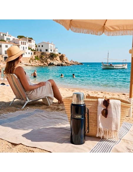 Botella térmica Thermos acero inoxidable 1,2L azul con asa