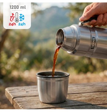 Botella térmica Thermos acero inoxidable 1,2L plata con asa 2