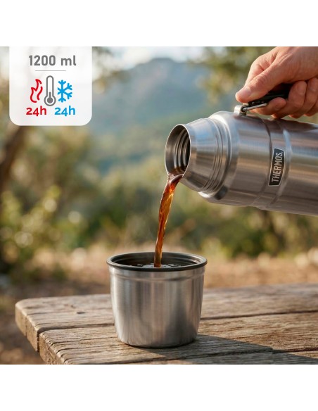 Botella térmica Thermos acero inoxidable 1,2L plata con asa